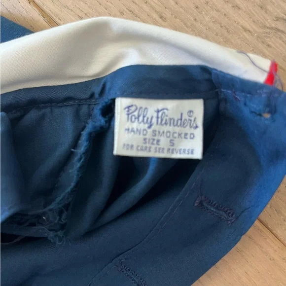 Vintage Navy Blue Smocked Dress with White Collar Size 5 - Picture 3 of 4